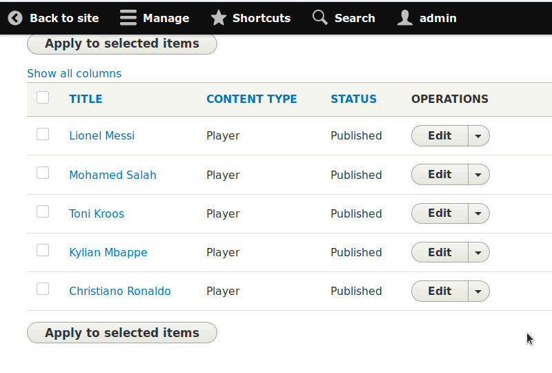 Player data in Drupal and frontend